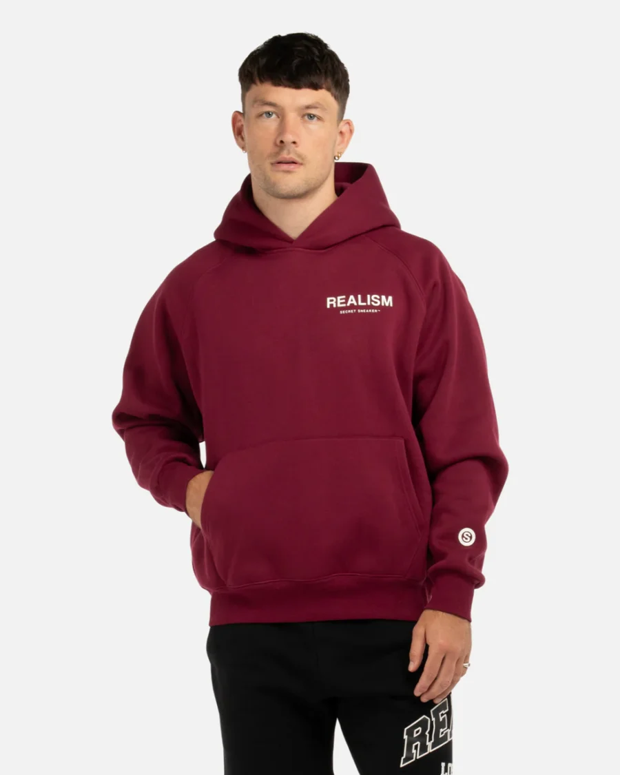 SSS REALISM BACK LOGO CARMINE RED HOODIEs