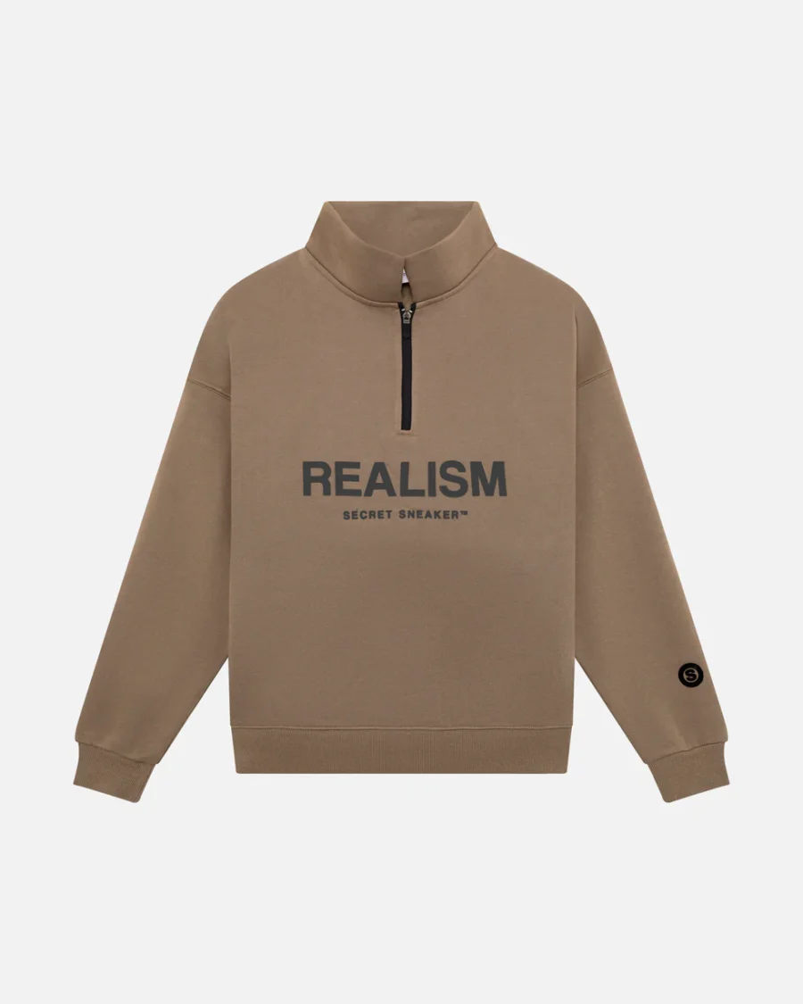 SSS REALISM IDOL HALF ZIP TAUPE SWEATERs