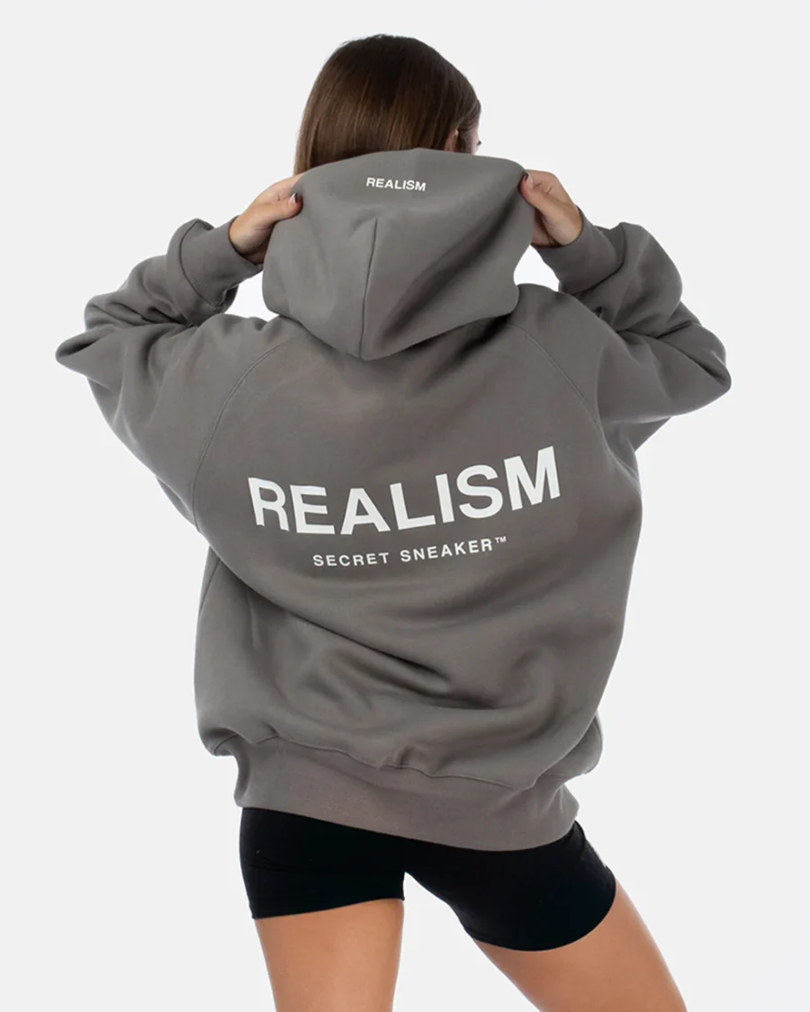 REALISM LOGO BACK HOODIE COOL GREYs - Image 3