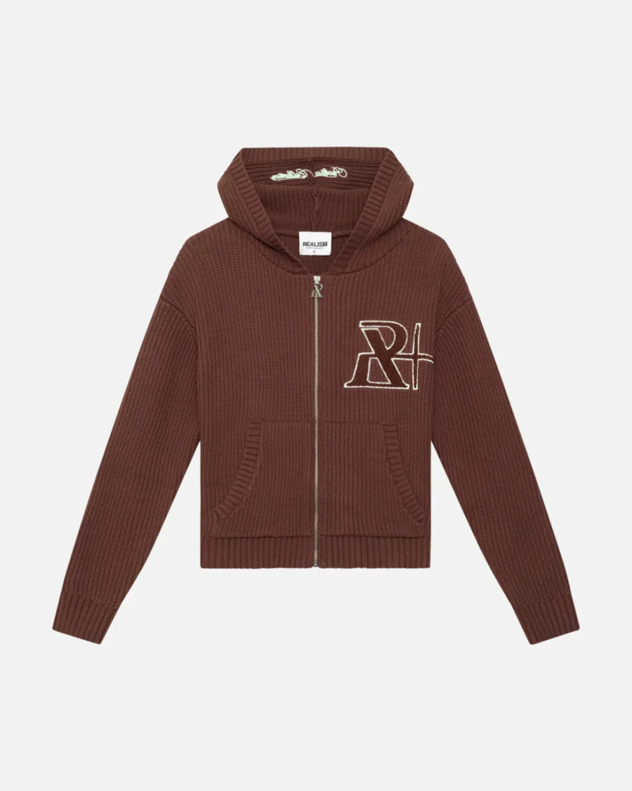 SSS REALISM VIVANT KNIT ZIP REDWOOD HOODIEs